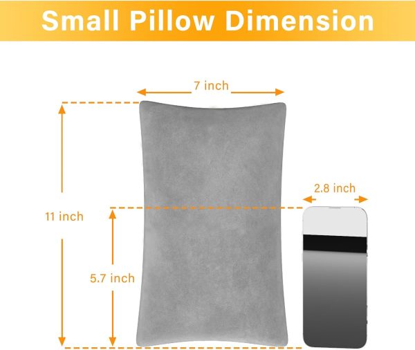 2 Pack Small Pillow, Memory Foam Mini Pillow 11 X 7 Inches for Travel, Sleeping, Nap and Neck, Knee, Lumbar Support, Tiny Pillow Cushion for Pet, Dogs (Grey) - Image 3