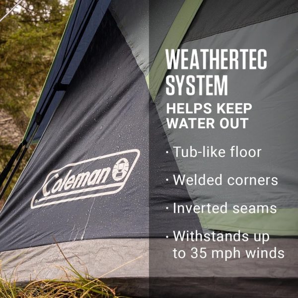 Coleman Skydome Tent with 5 Minute Setup, 2/4/6/8 Person Weatherproof Tent with Rainfly, Carry Bag & 20% More Headroom Than Traditional Tents - Image 4