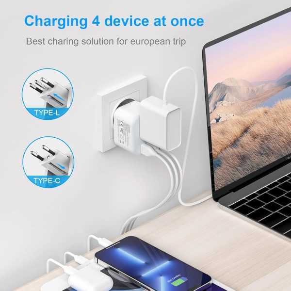 European Travel Plug Adapter Foldable International Power Plug Adapter with USB-C, Type C/L 2 in 1 Plug Adaptor for US to Most of Europe EU Spain Italy France Germany - Image 6