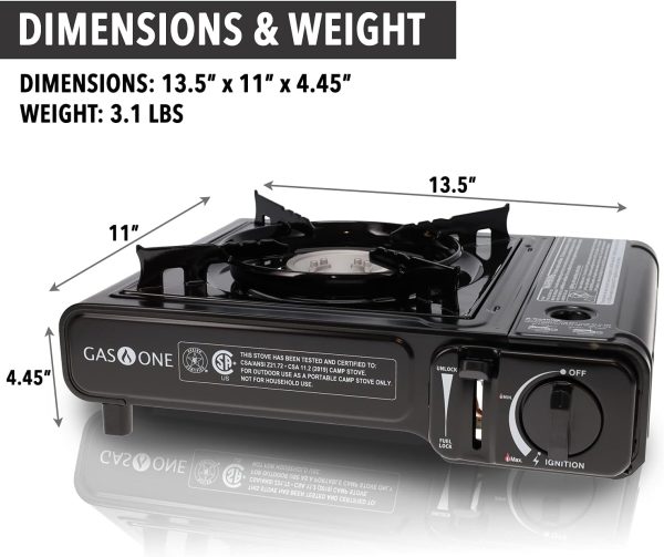 GasOne GS-1000 7,650 BTU Portable Butane Gas Stove Automatic Ignition with Carrying Case, CSA Listed - Image 3